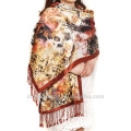 Digital Printed And Brushed 100% Pashmina Double Layer Silk Shawls And Scarves Pashmina